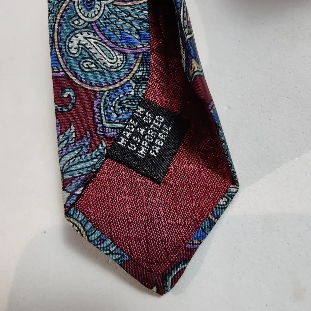 Set of 2 Vtg 80s 90s Christian Dior 100% Silk Ties USA Made Brown Purple Paisley